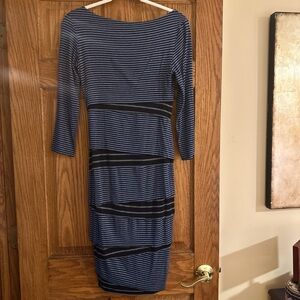 Bailey 44 Navy and Black Striped Long Sleeve Dress